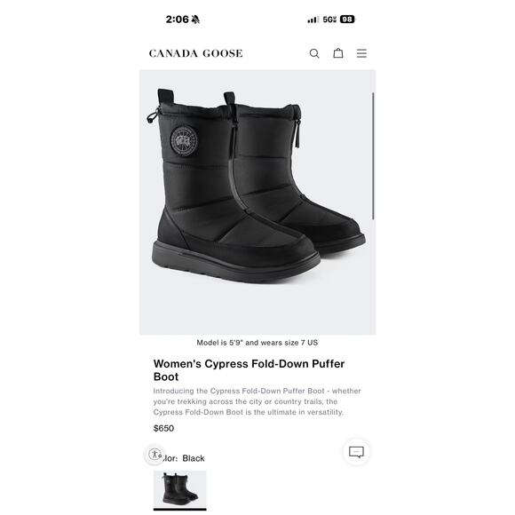Canada Goose Cypress Fold-Down Puffer Boots Black Size 10 New in Box Snow Winter - Picture 12 of 12
